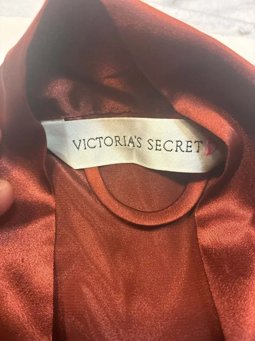 Victoria's Secret Satin Belted Robe in Rust Brown